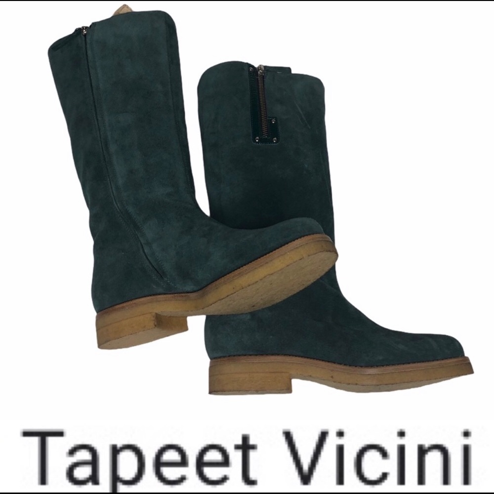 FINAL PRICE LAST CHANCE Tapeet by Vicini Turquoise Suede Leather Boots 38 - Picture 3 of 12